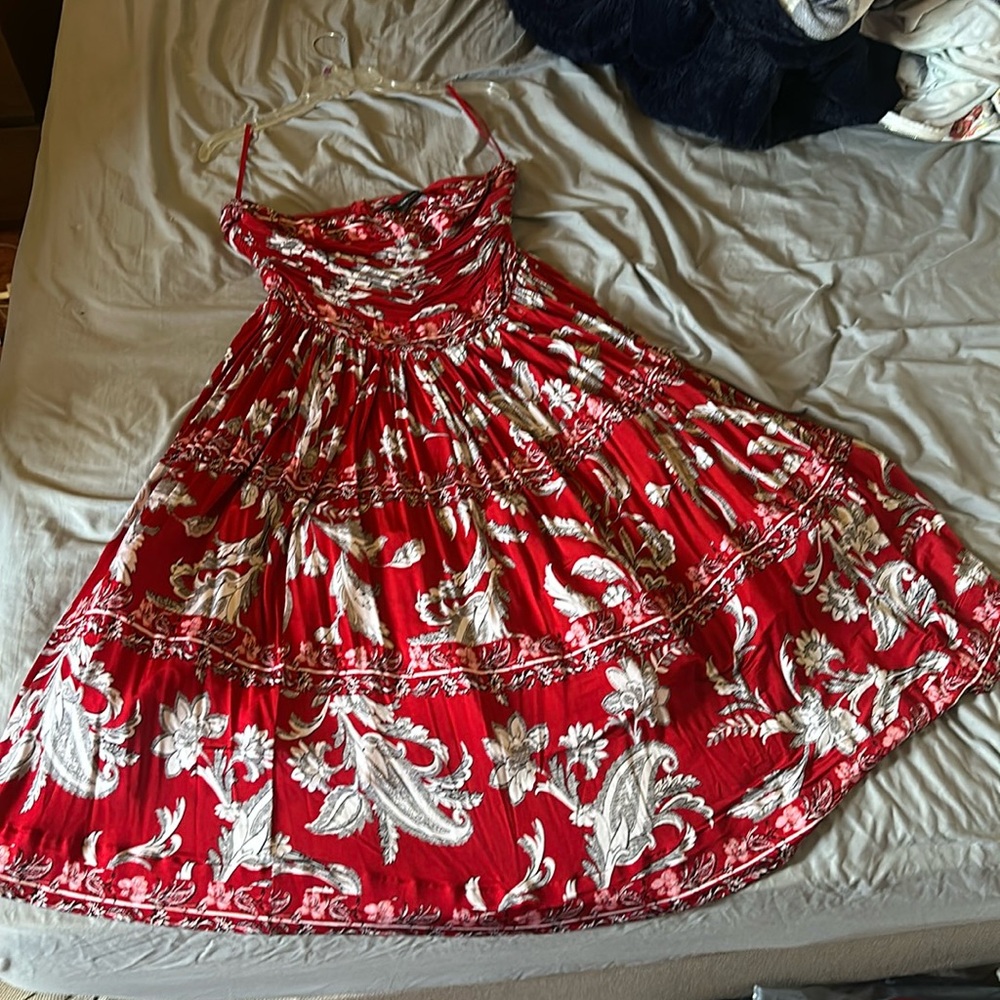 White House Black Market Red Strapless dress